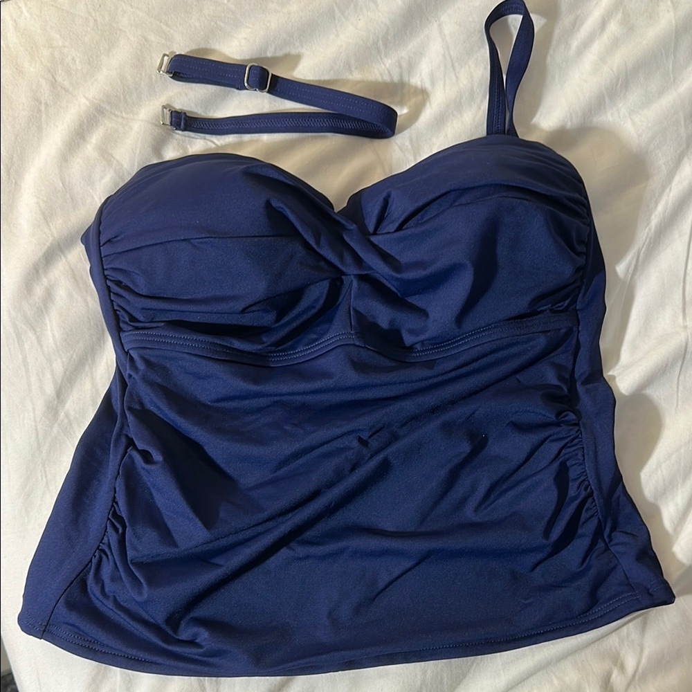 NWT Lands' End Royal Blue Tankini Top 8 Ruched Sweetheart Neck Adjustable Strap